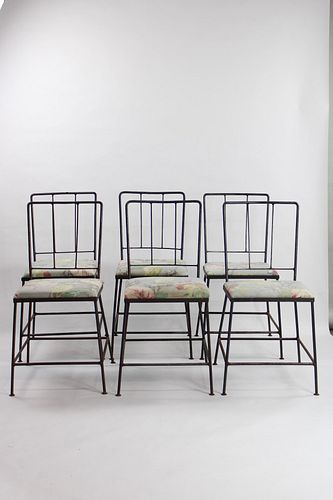 Set of 6 Wrought Iron Art Deco Patio Chairs