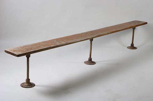 Vintage Industrial Locker Room Bench, from Floyd Patterson's Home Gym