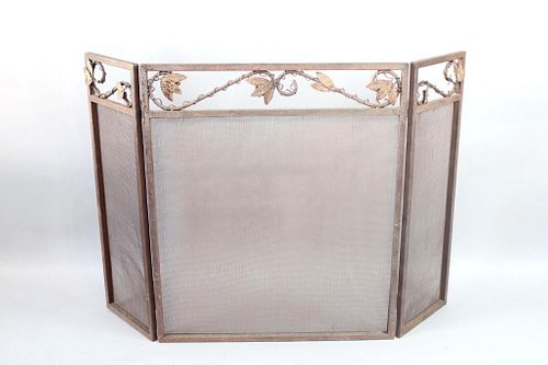 Hand Wrought Iron Leaf & Vine Fireplace Screen