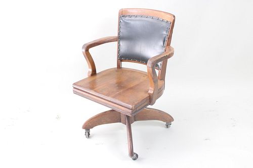 Wood & Office Desk Chair with Studded Details