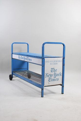Industrial New York Times Advertisement Cart/Display Rack