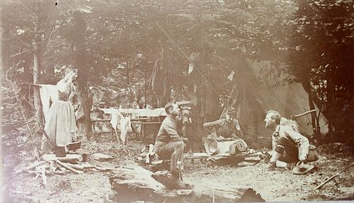 19th Century Photo of Camping Fishing on the Wittenberg Catskill Mts