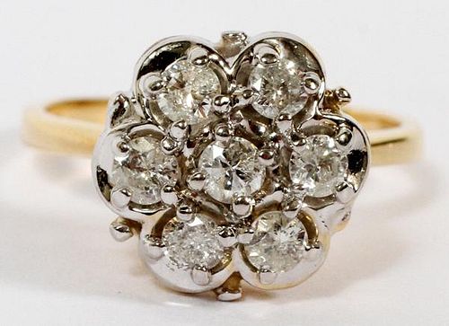 0.45CT DIAMOND AND 14KT YELLOW GOLD CLUSTER RING