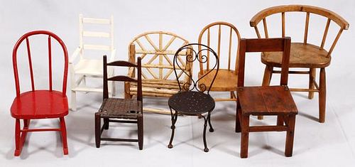 ANTIQUE AMERICAN DOLL CHAIRS EIGHT