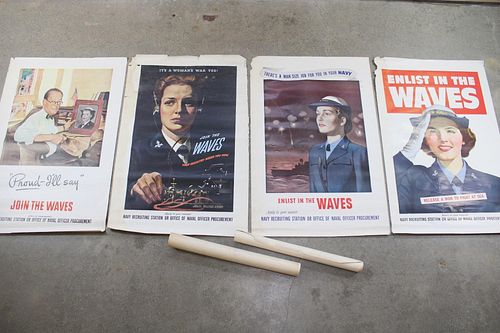 Collection 6 Large WAVES WAAC WWII Women's Auxillary Volunteer Navy Recruitment Posters