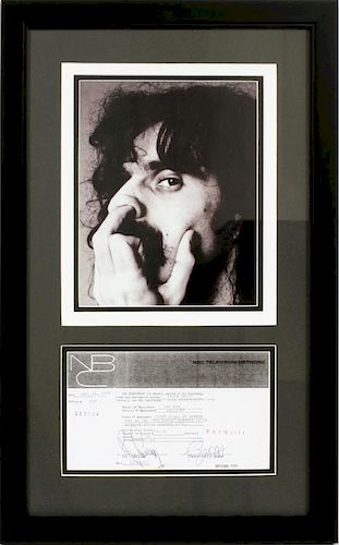 FRANK ZAPPA SIGNED TELEVISION CONTRACT & PHOTO