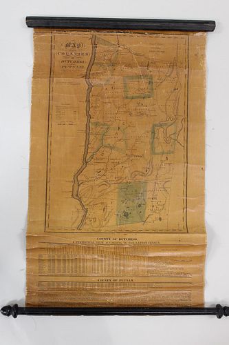 Early Wall Map of Dutchess Putnam New York, David Burr 1839