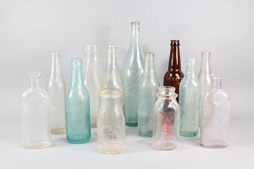 Lot of 13 Antique Hudson New York Glass Bottles