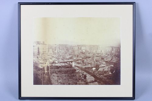 Framed Photograph of The Great Fire of 1872 in Boston