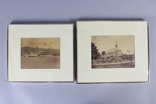 Set of 2 Framed Antique Photographs. from Lake George 1877