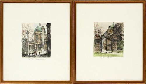 RAOUL KASIMIR COLORED ETCHINGS TWO