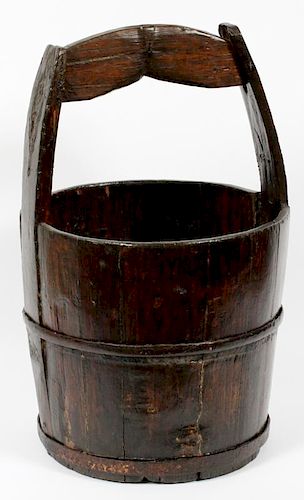 ANTIQUE CARVED WOOD BUCKET