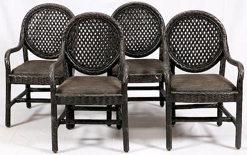 LEATHER ARM CHAIRS SET OF FOUR