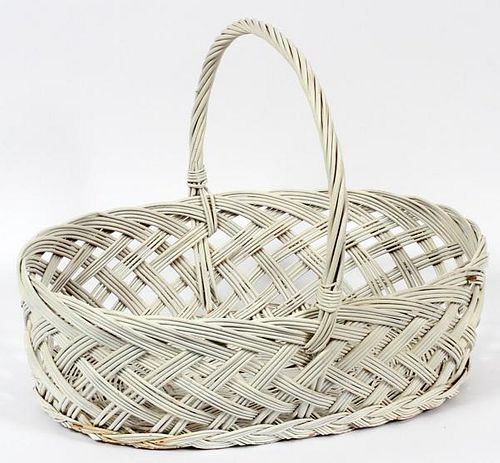 ANTIQUE WHITE WICKER BASKETS TWO