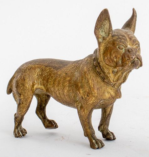 Brass French Bull Dog Paperweight, ca. 1900