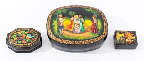 Russian Lacquer "Country" Boxes, 3