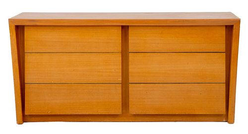 Mid-Century Modernage Blond Wood 6 Drawer Dresser