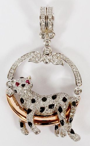 1.25CT DIAMOND AND 18KT GOLD PANTHER PENDANT