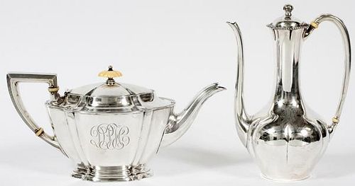 AMERICAN STERLING SILVER TEA AND COFFEE POTS