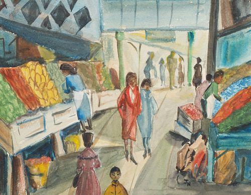 1950's Watercolor Farmers Market