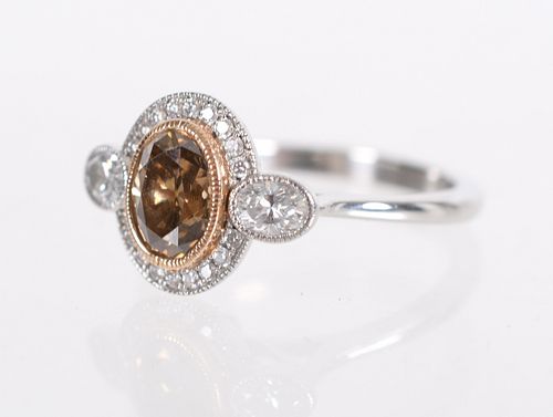 A Fancy Color Yellow-Brown Diamond Ring