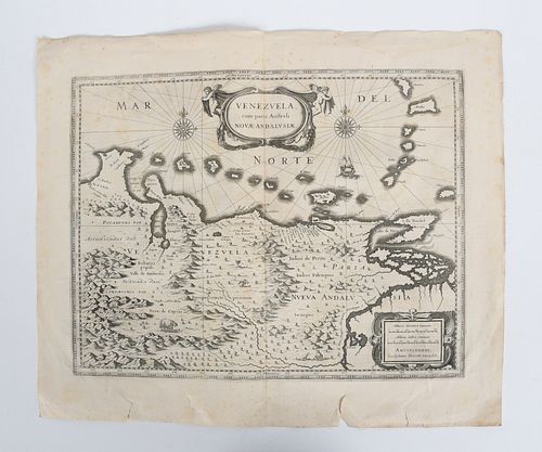 17th c map of Venezuela, Hondius/Blaeu