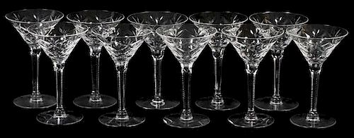CUT CRYSTAL MARTINI GLASSES 7 PIECES