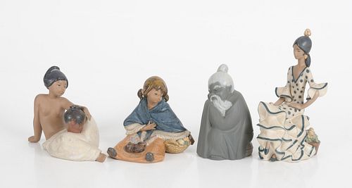 Four Lladro Earthenware Figural Groups