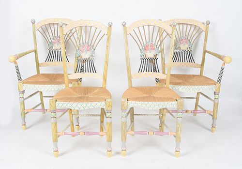 Four MacKenzie-Childs Paint Decorated Chairs