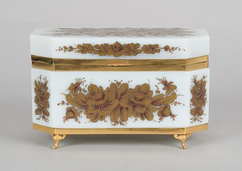 Large French Opalescent Glass Table Casket
