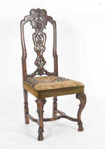 Portuguese Rococo Style Walnut Side Chair