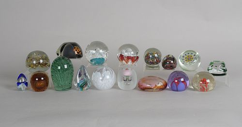 Collection of Seventeen Glass Paperweights