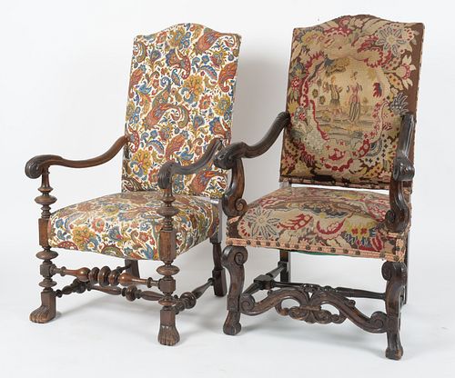 Two Continental Baroque Style Armchairs