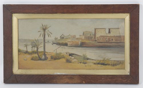 Egyptian scene, Watercolor Dated 1897