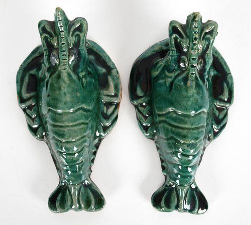 Pair of Chinese Glazed Pottery Wall Pockets