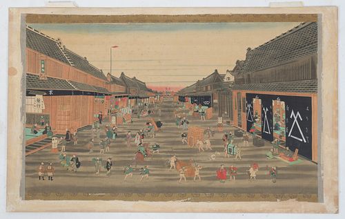 A Large Japanese Woodblock Print on Silk