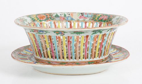 Chinese Export Porcelain Chestnut Basket