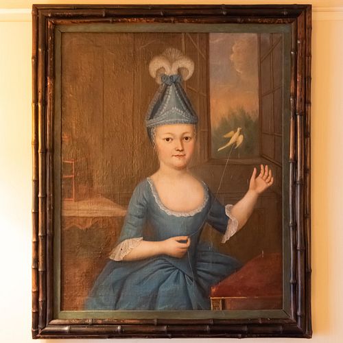 European School: Portrait of a Young Lady in a Blue Hat