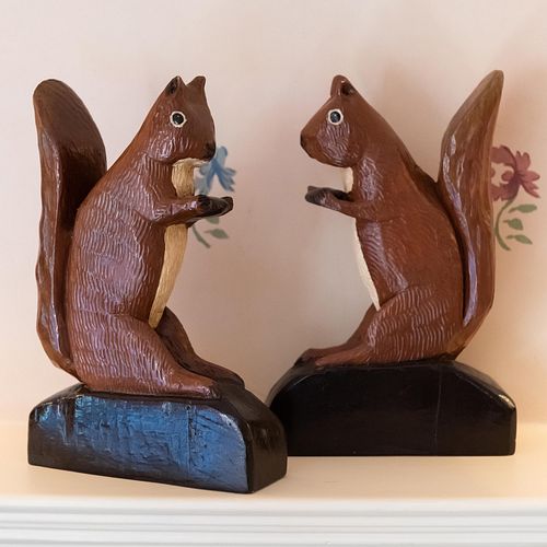 Painted Wood Models of Squirrels