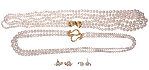Palladium and 18k Yellow Gold and Pearl Jewelry Assortment