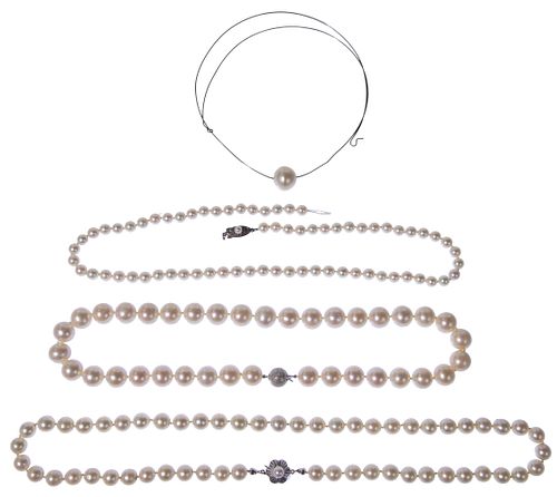 14k White Gold and Pearl Necklaces