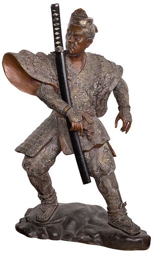 Asian Style Bronze Warrior Statue