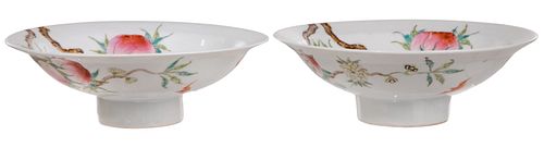 Chinese Famille Rose Porcelain 'Peach' Pedestal Bowls