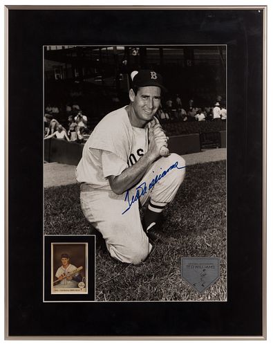 Boston Red Sox Ted Williams Trading Card and Signed Photograph Display