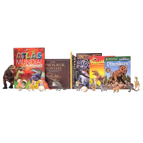 Libros y juego de figuras de Dinosaurios.Dinosaurs & other prehistoric animals / Dinosaurios carnívoros feroces. Pzs: 23.