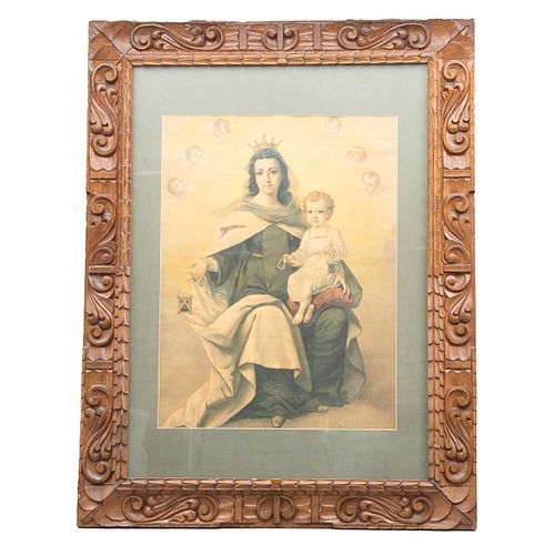 ANÓNIMO. Virgen del Carmen. Sin firma. Cromolitografía. 73 x 54 cm medidas totales