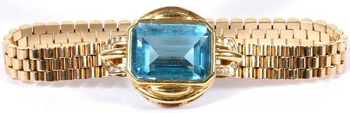 BLUE TOPAZ DIAMOND & YELLOW GOLD LADY'S BRACELET