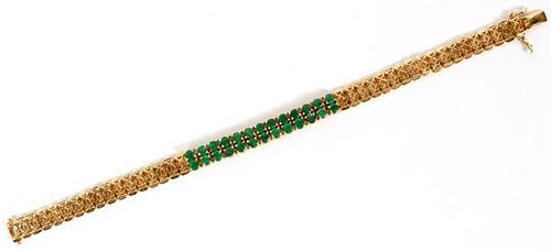 EMERALD AND 14 KT YELLOW GOLD BRACELET TW. 12.4 GR.