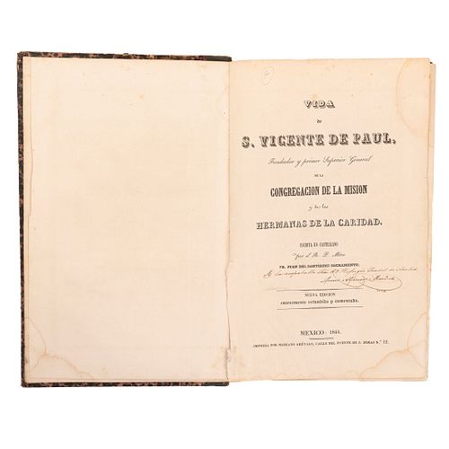 Santísimo Sacramento, Juan del. Vida de S. Vicente de Paul, Fundador y Primer Superior General de la Congregación... México, 1844.