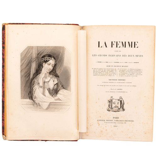 Larcher, Louis Julien. La Femme Jugée par les Grands Écrivains des Deux Sexes. Paris: Garnier Frères, 1854. 15 grabados.